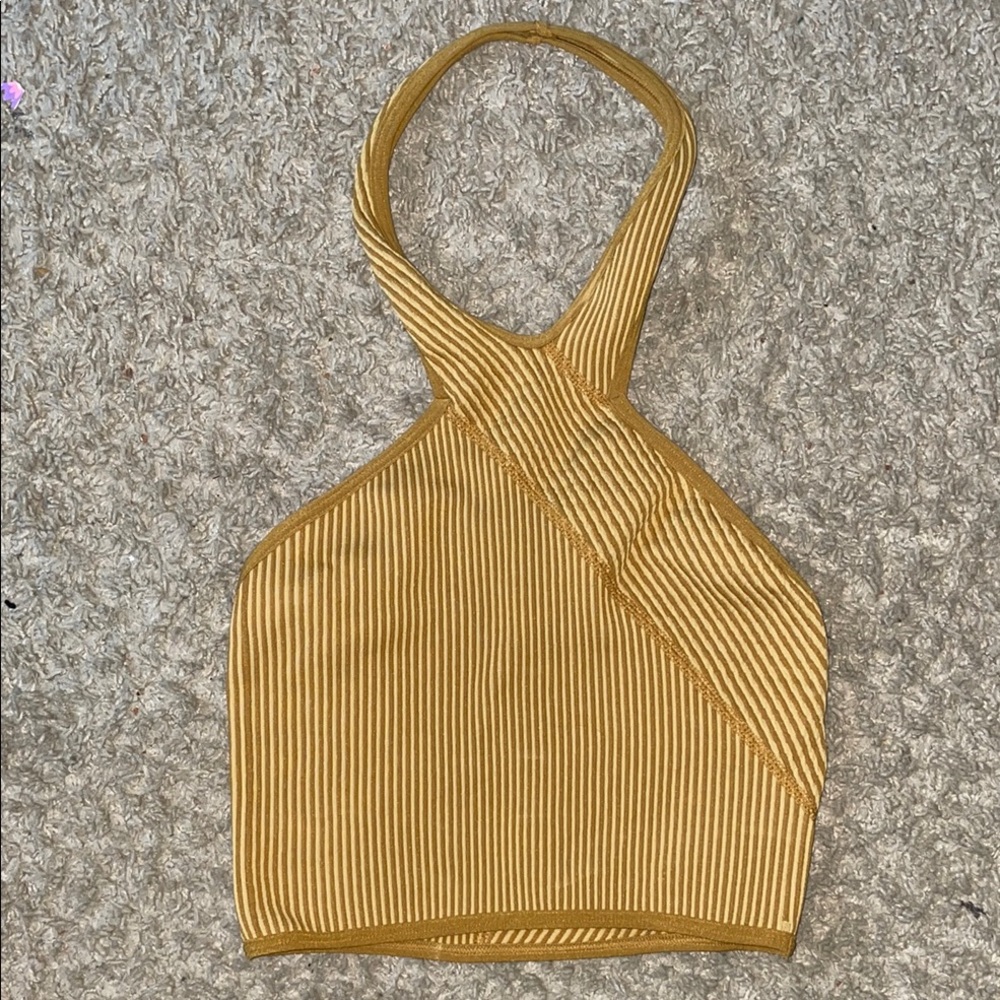 Urban Outfitters Gold Halter Neck Ribbed Top